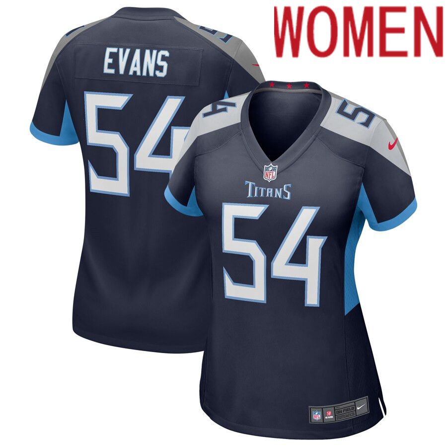 Women Tennessee Titans 54 Rashaan Evans Navy Nike Game NFL Jersey